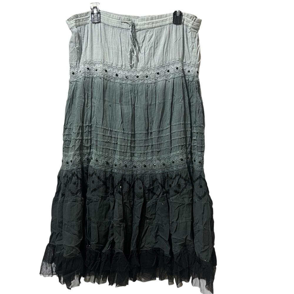Vintage Molato Maxi Skirt Womens Large Art To Wear Mesh Overlay Boho Artsy Gray‎